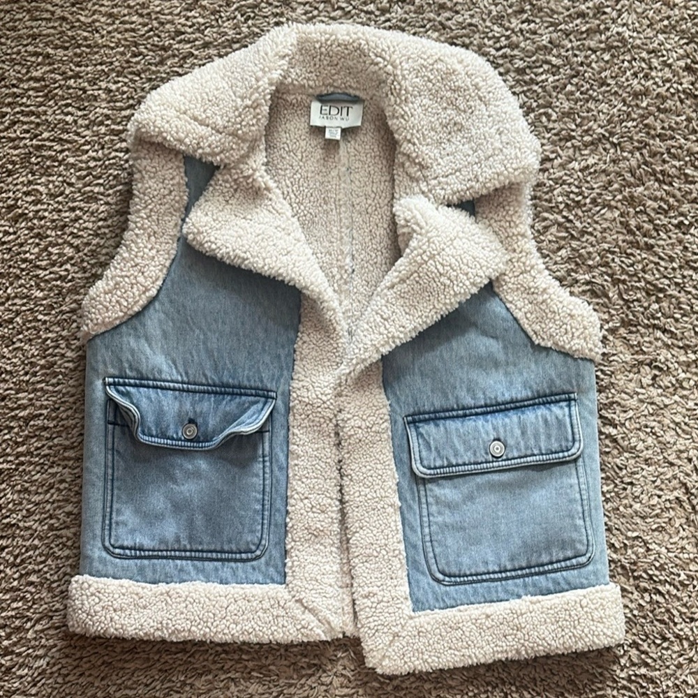 Jason Wu Blue and Cream Sherpa Vest
